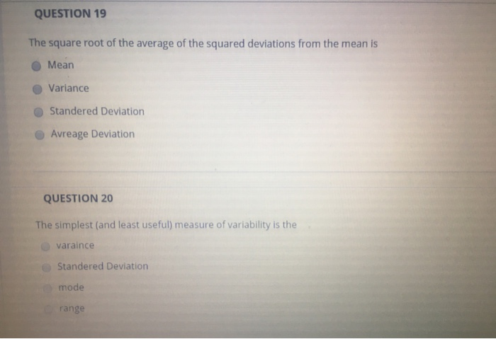 Solved QUESTION 19 The square root of the average of the | Chegg.com