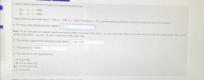 Solved (1 point Suppose that we are to conduct the following | Chegg.com