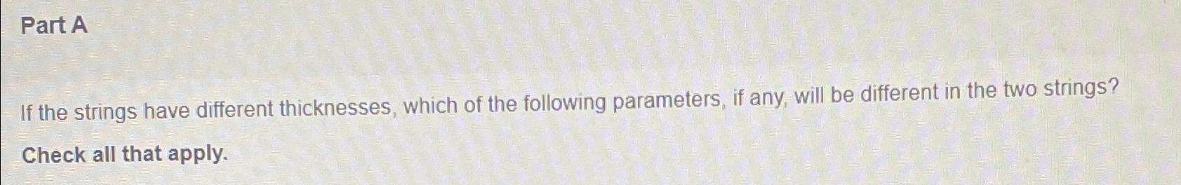 Solved Part AIf the strings have different thicknesses, | Chegg.com