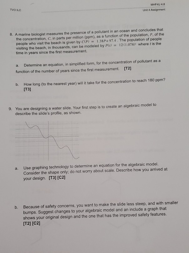 Unit 4 linear equations homework 5 slope and graphing lines review answer key image