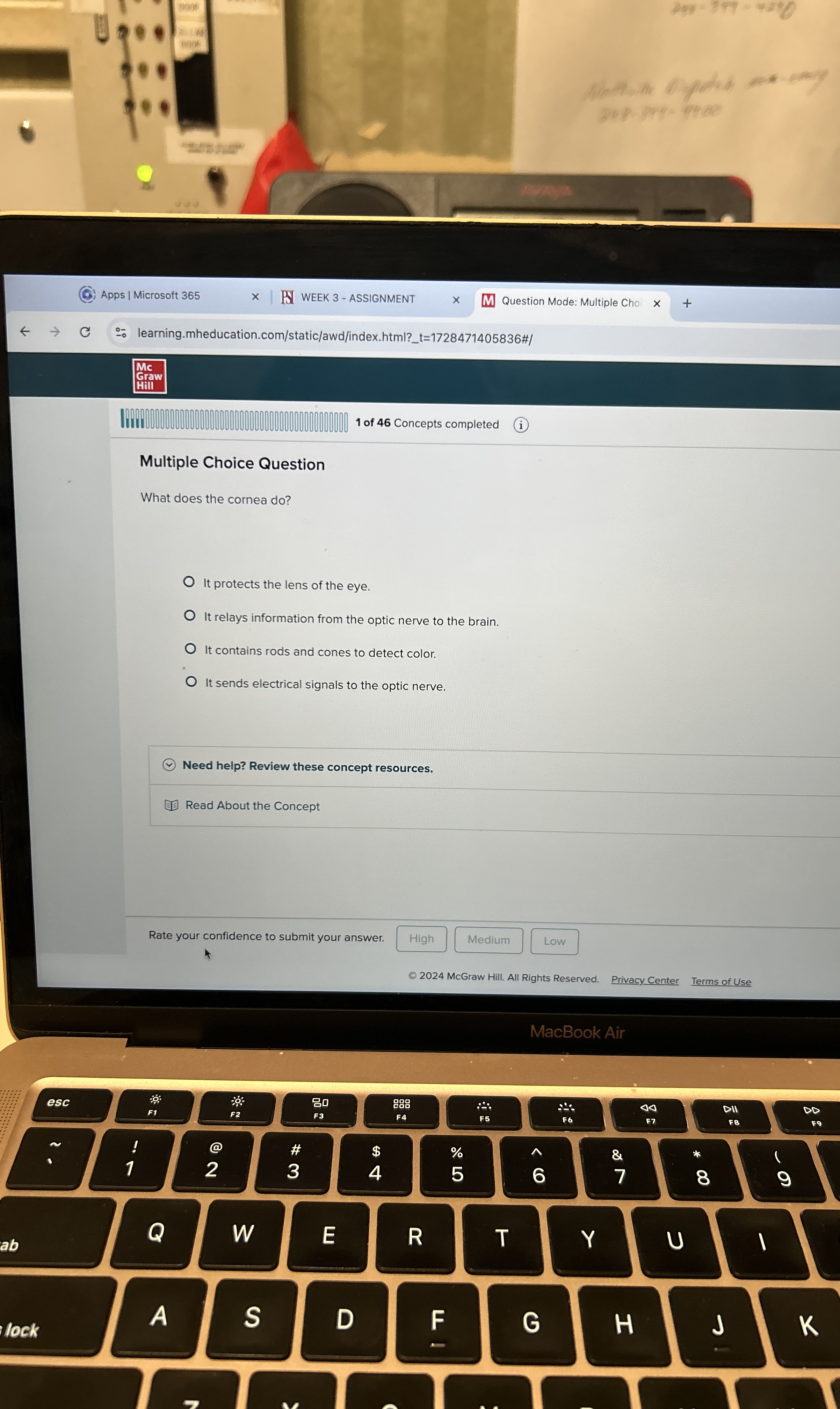 Solved Multiple Choice QuestionWhat does the cornea do?It