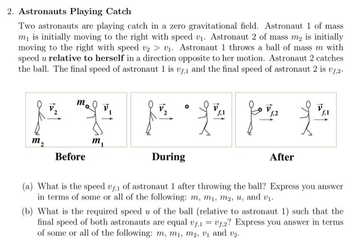 Solved Astronauts Playing Catch Two astronauts are playing | Chegg.com