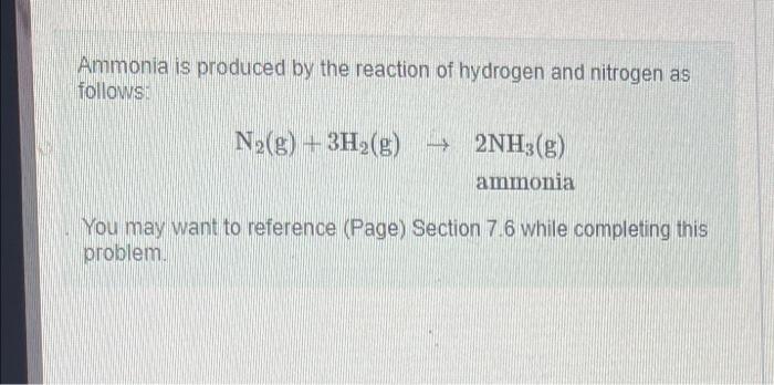 Solved Ammonia is produced by the reaction of hydrogen and | Chegg.com