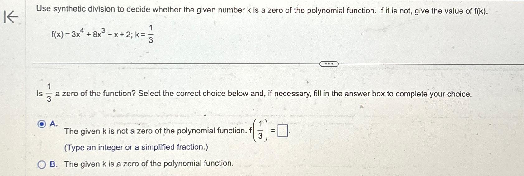 Solved Use synthetic division to decide whether the given | Chegg.com