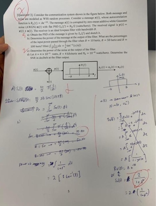 Solved Questih 3). Consider the communication system shown | Chegg.com
