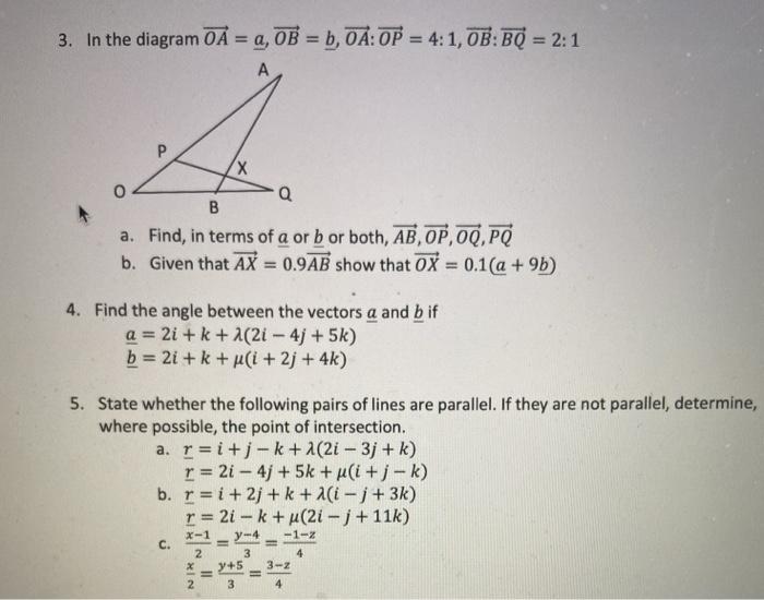 Solved 3. In The Diagram OA = A, OB = B, OA: OP = 4:1, OB: | Chegg.com