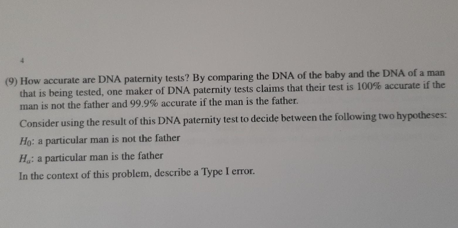 Solved (9) How Accurate Are DNA Paternity Tests? By | Chegg.com