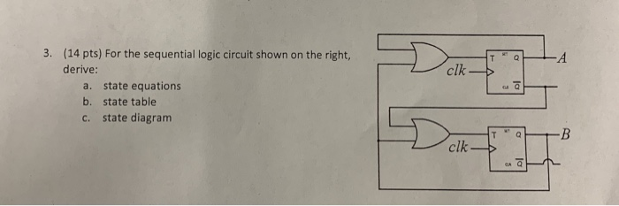 Solved 3. (14 pts) For the sequential logic circuit shown on | Chegg.com