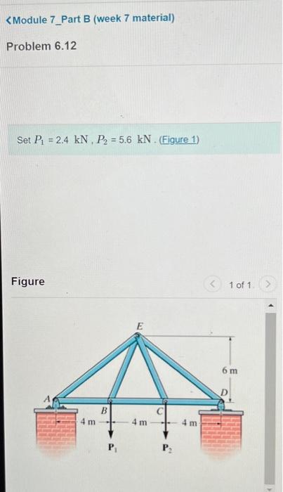 Solved Set P1=2.4kN,P2=5.6kN. (Figure 1) FigureDetermine the | Chegg.com