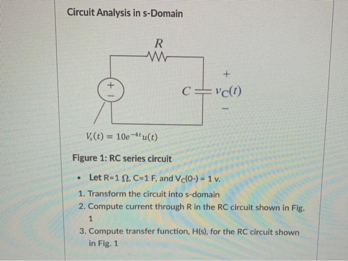 Solved Circuit Analysis In S Domain R C Vct V T Chegg Com