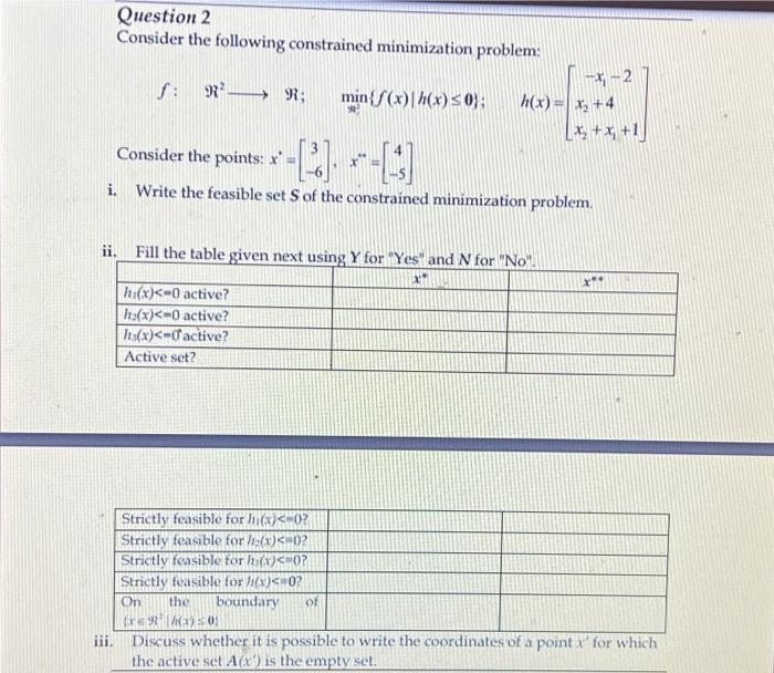 Solved Question 2 Consider the following constrained | Chegg.com