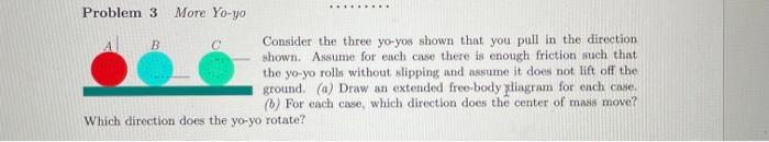 Solved Problem 3 More Yo-yo B Consider the three yo-yos | Chegg.com