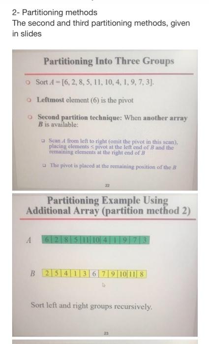 Solved 2- Partitioning methods The second and third | Chegg.com