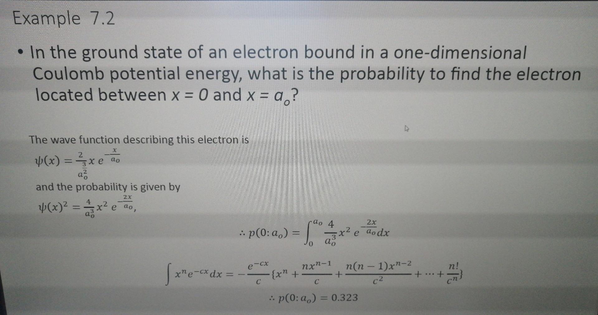 Solved Example 7.2. • In the ground state of an electron | Chegg.com
