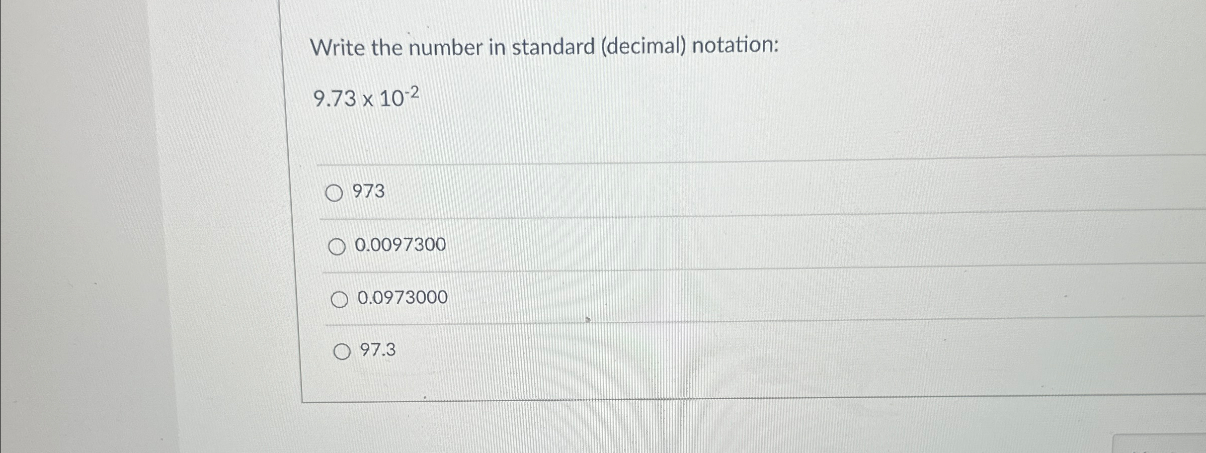 Solved write the number in standard decimal chegg