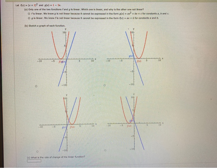 Solved Let fx) = (x + 2)2 and g(x) = 1 - 3%. (a) Only one of | Chegg.com