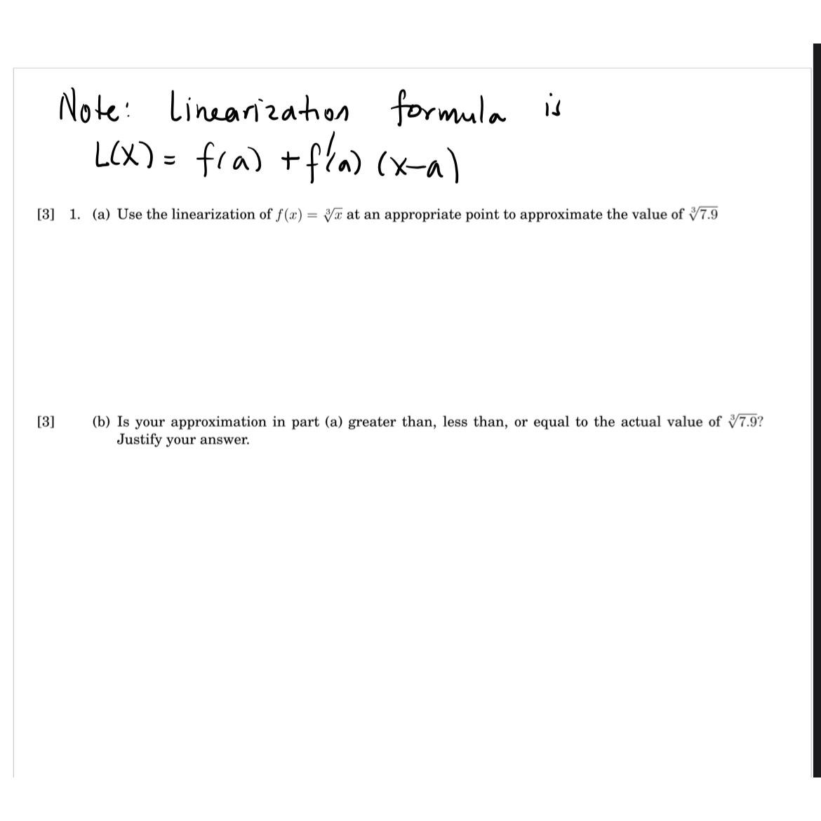 Solved Note: Linearization formula | Chegg.com