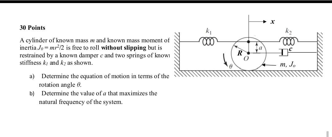 Solved A cylinder of known mass m and known mass moment of | Chegg.com