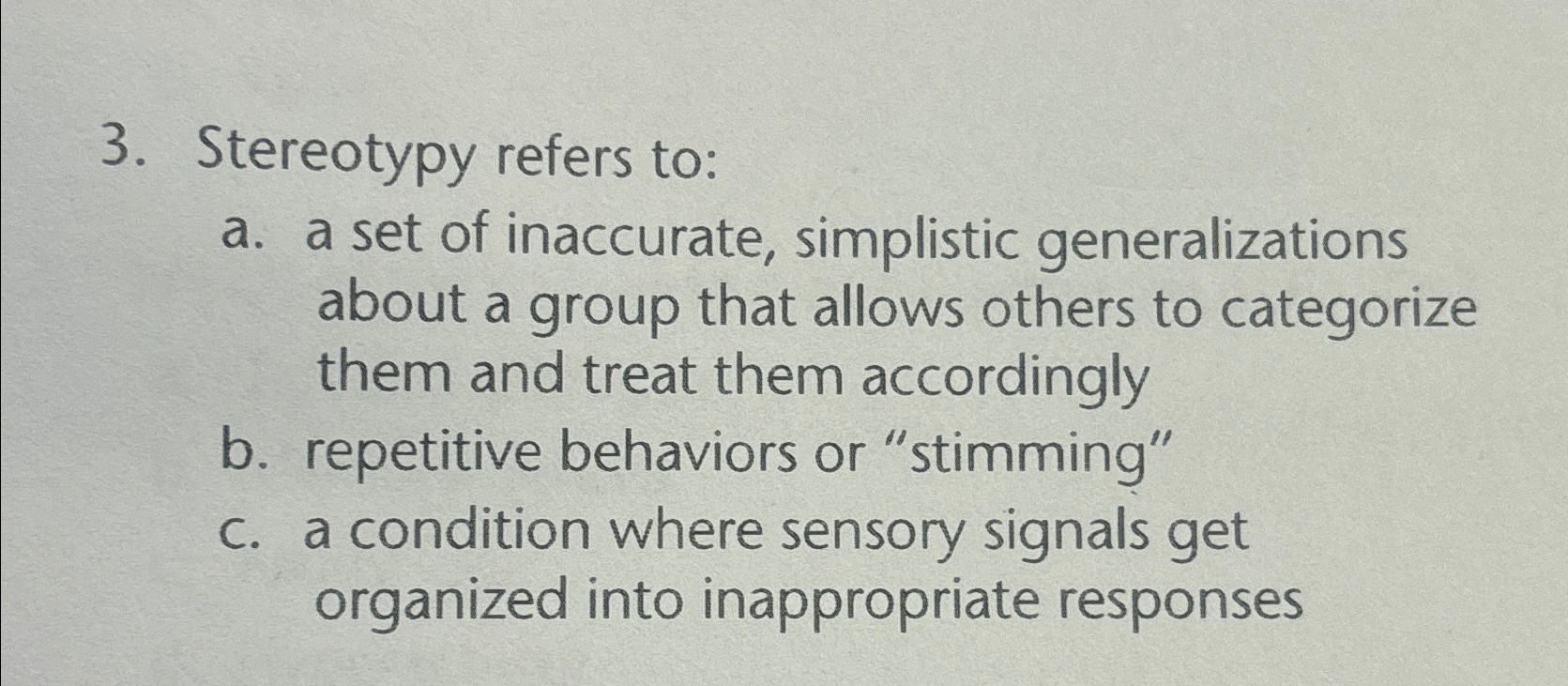 Solved Stereotypy refers to:a. ﻿a set of inaccurate, | Chegg.com