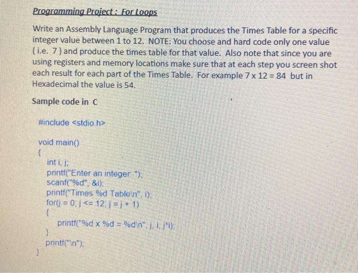 Solved Write an Assembly Language Program that produces the | Chegg.com