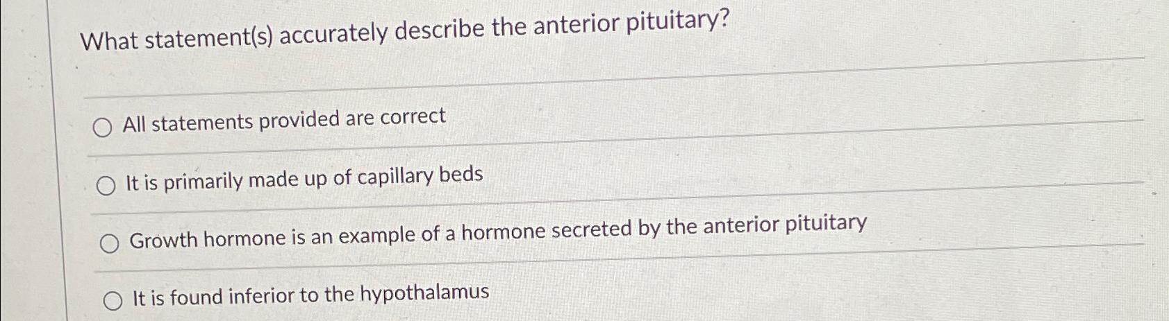 Solved What statement(s) ﻿accurately describe the anterior | Chegg.com