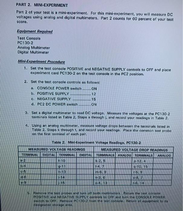 Solved PART 2. MINI-EXPERIMENT Part 2 of your test is a | Chegg.com