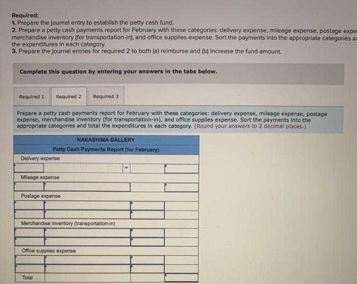Solved Required: 1. Prepare the journal entry to establish | Chegg.com