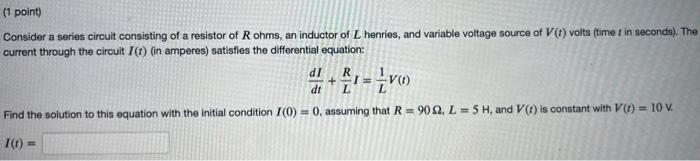 Solved Consider a series circuit consisting of a resistor of | Chegg.com