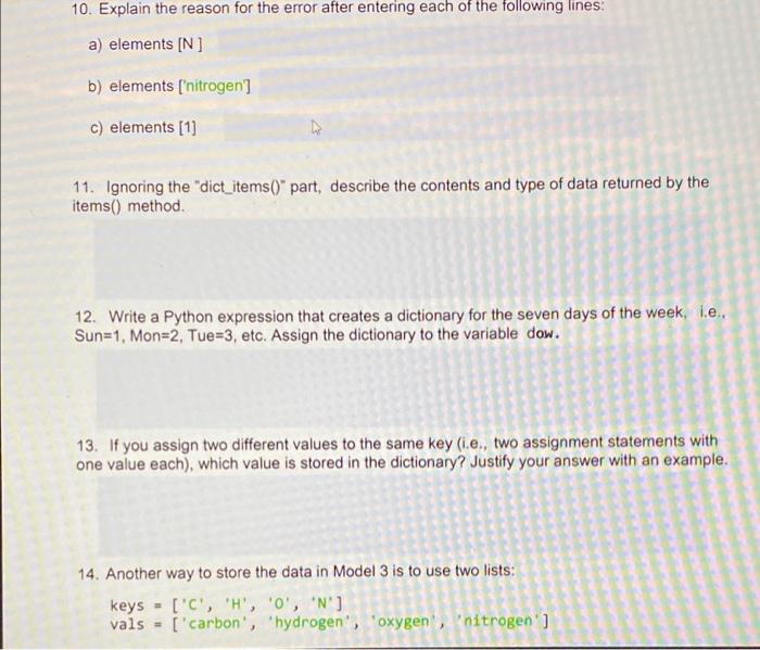Solved Model 2 Dictionaries In Python, a dictionary stores | Chegg.com