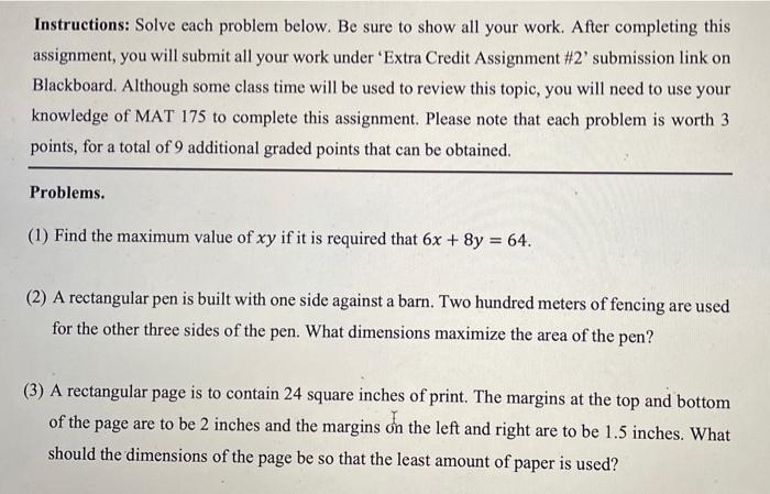 Solved Instructions: Solve each problem below. Be sure to | Chegg.com