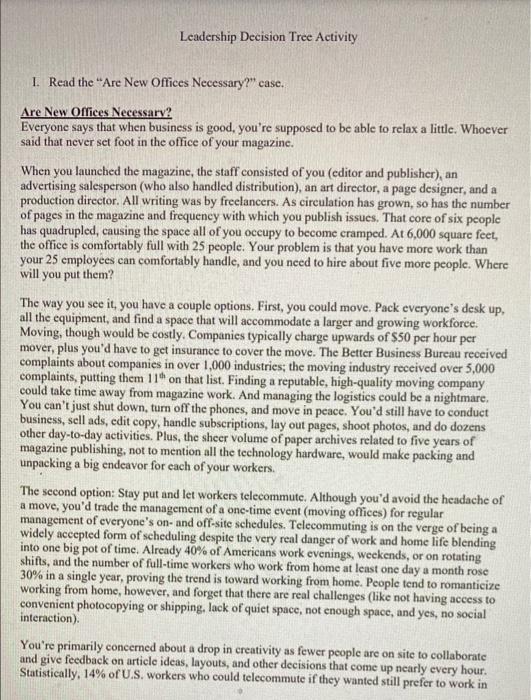 Solved Leadership Decision Tree Activity 1. Read the "Are