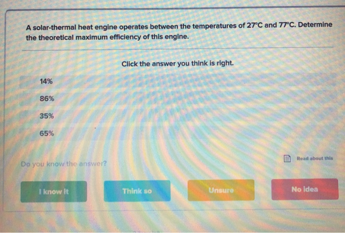 Solved A solar-thermal heat engine operates between the | Chegg.com