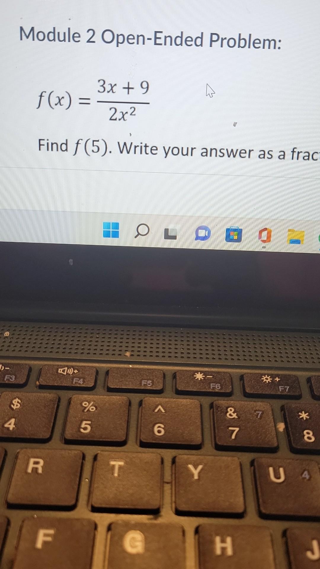 Solved Module 2 Open-Ended Problem: f(x)=2x23x+9 Find f(5). | Chegg.com