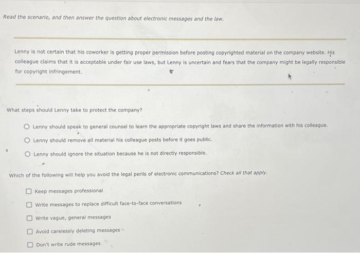 Solved Read the scenario, and then answer the question about 