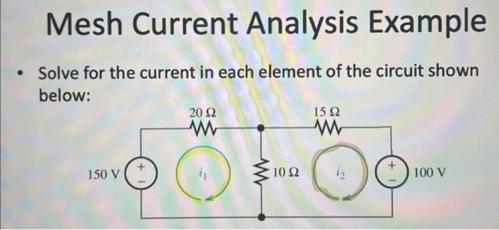 Solved Mesh Current Analysis Example Solve for the current | Chegg.com