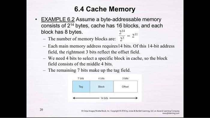 Solved 6.4 Cache Memory EXAMPLE 6.3 Assume a | Chegg.com