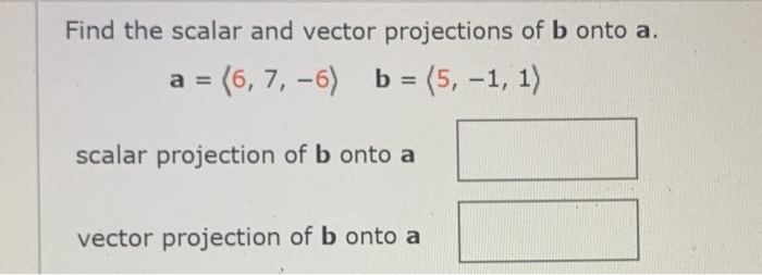 Solved Find the scalar and vector projections of b onto a. a | Chegg.com