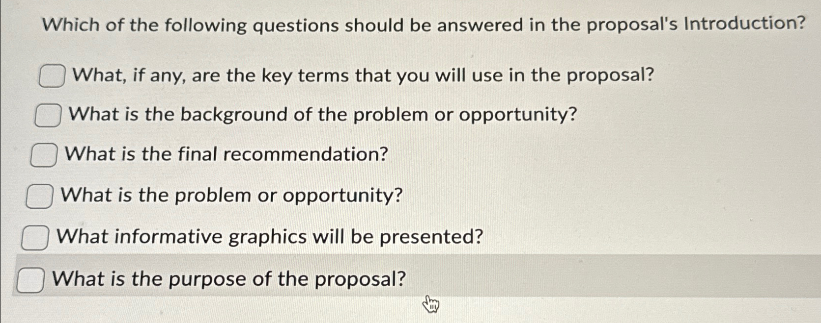Solved Which of the following questions should be answered | Chegg.com