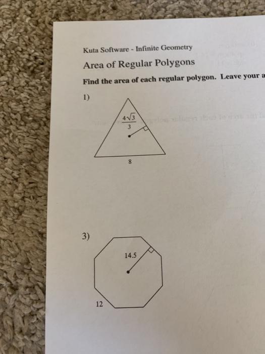 area of regular polygons kuta software