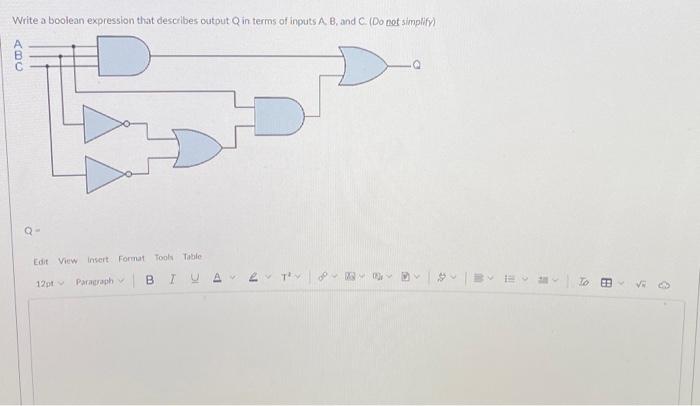 Solved Write a boolean expression that describes output Q in | Chegg.com