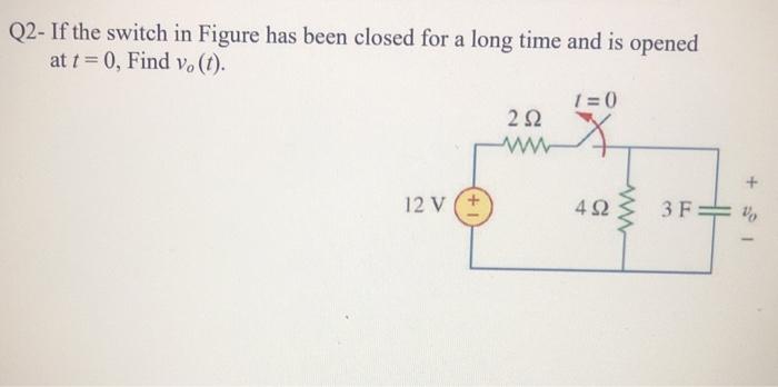 Solved Q2- If the switch in Figure has been closed for a | Chegg.com
