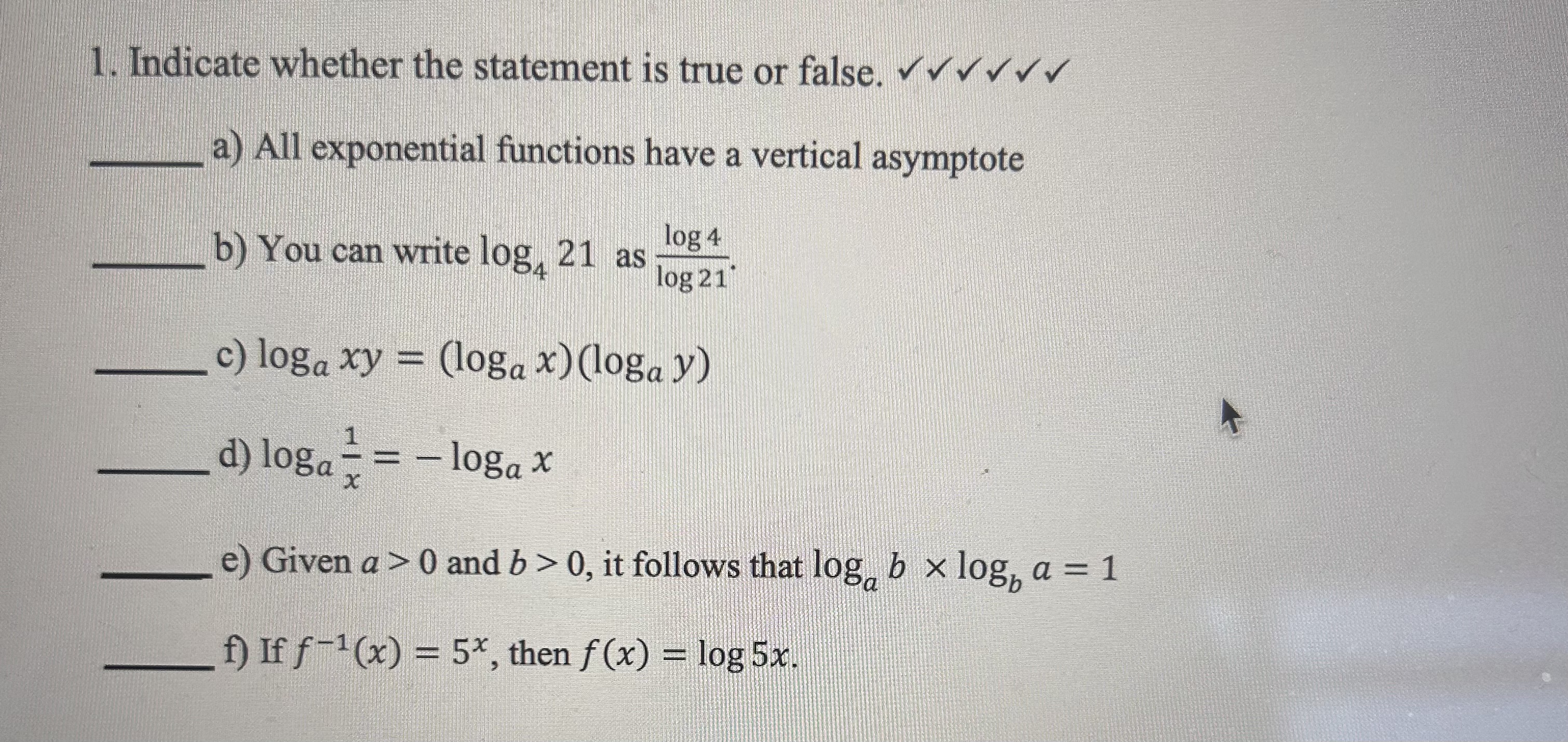 Solved Indicate whether the statement is true or false.a) | Chegg.com