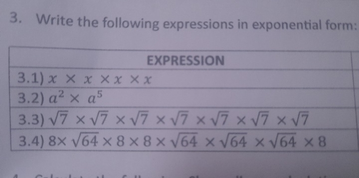 Solved Write the following expressions in exponential | Chegg.com