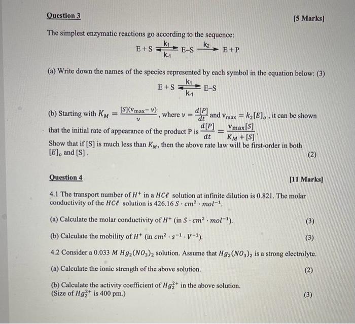 Solved The simplest enzymatic reactions go according to the | Chegg.com