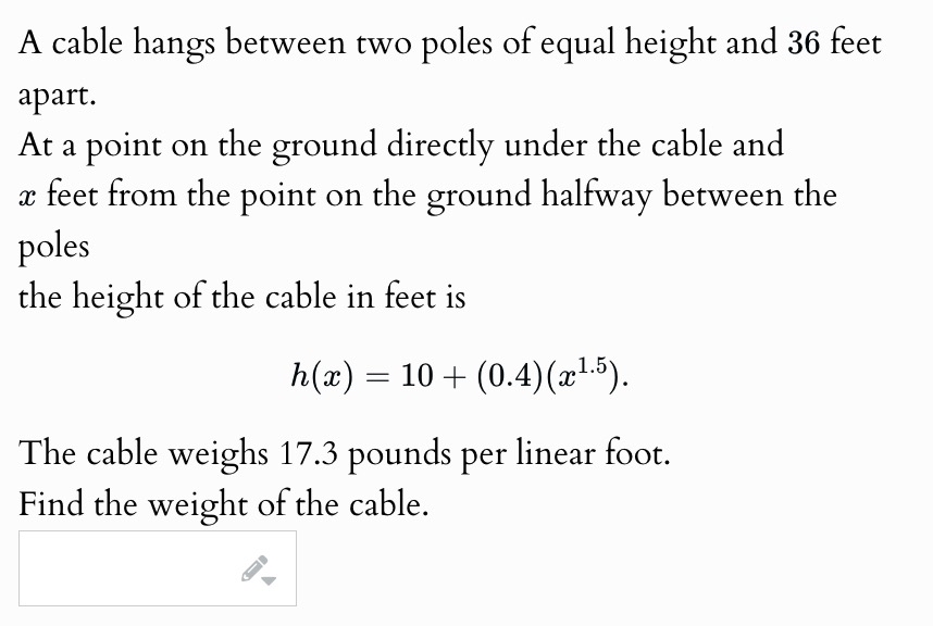 Solved A cable hangs between two poles of equal height and | Chegg.com