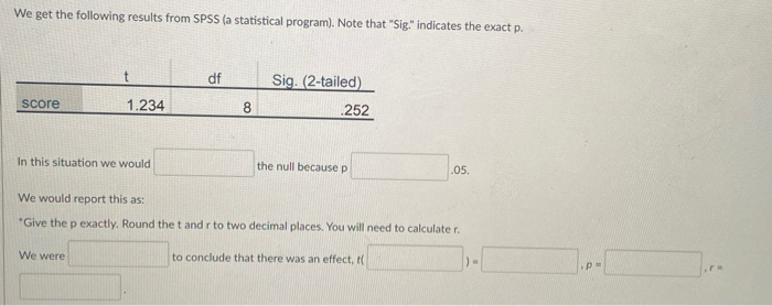 Solved We get the following results from SPSS (a statistical | Chegg.com
