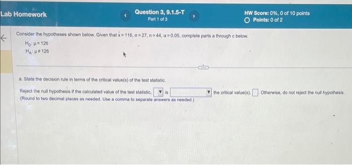 Solved Consider The Hypotheses Shown Below Given That 1745