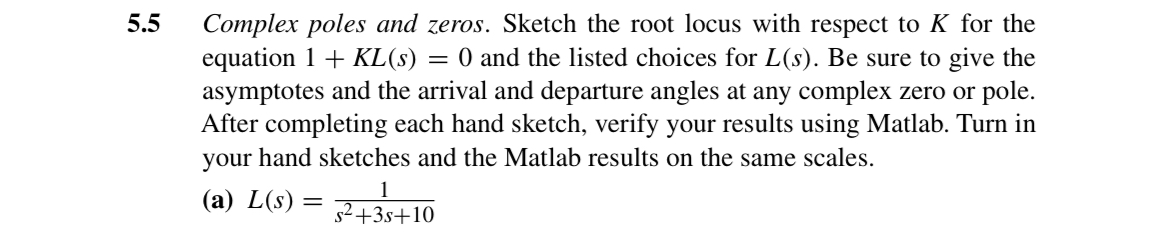 Solved 5.5 ﻿Complex poles and zeros. Sketch the root locus | Chegg.com
