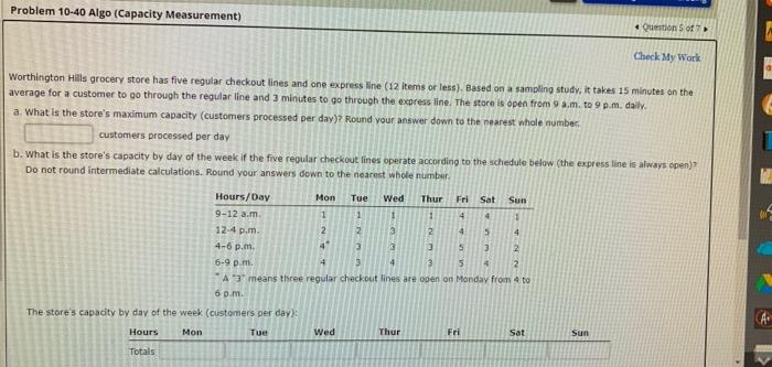 Solved Problem 10-40 Algo (Capacity Measurement) . Questions | Chegg.com