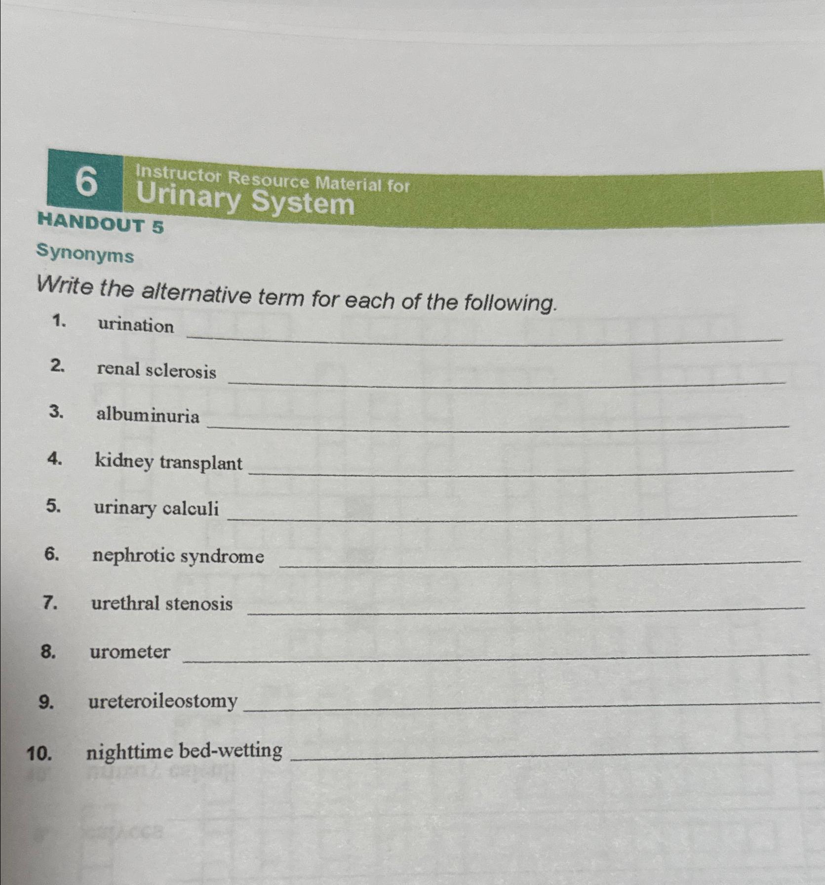 Solved 6 ﻿Instructor Resource Material ForHANDOUT | Chegg.com